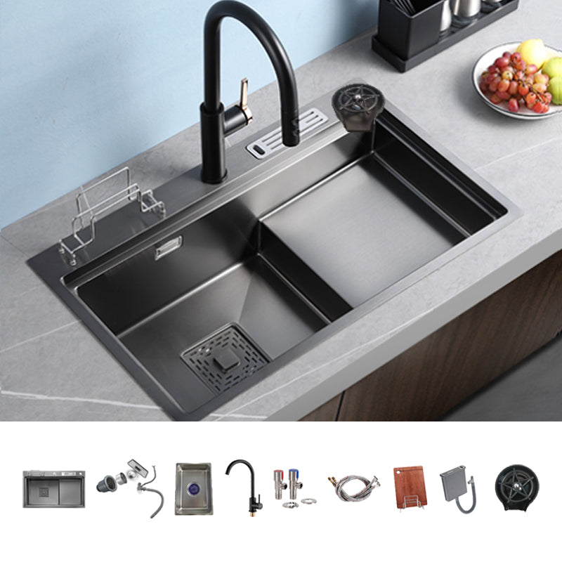 Stainless Steel Rectangle Sink 2 Holes Drop-In Kitchen Sink with Drain Assembly