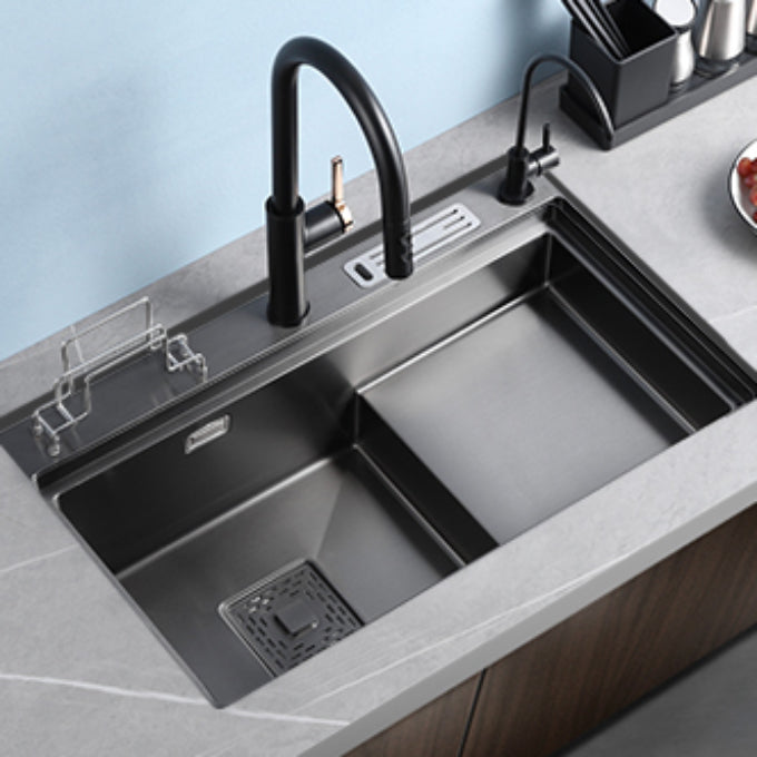 Stainless Steel Rectangle Sink 2 Holes Drop-In Kitchen Sink with Drain Assembly