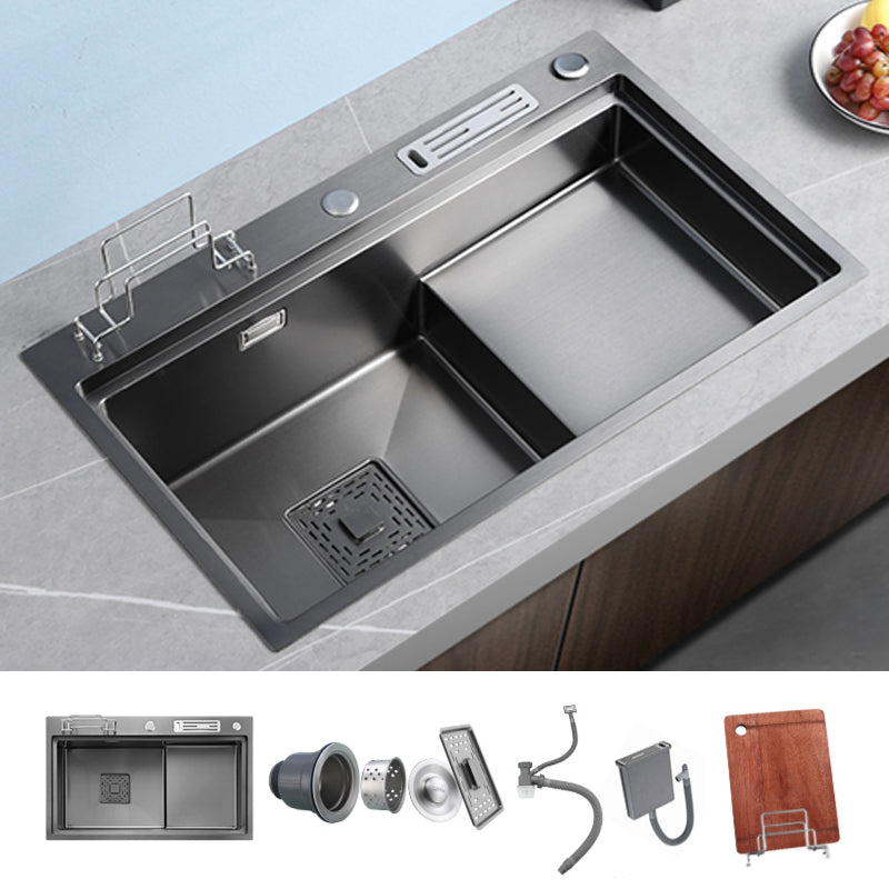 Stainless Steel Rectangle Sink 2 Holes Drop-In Kitchen Sink with Drain Assembly