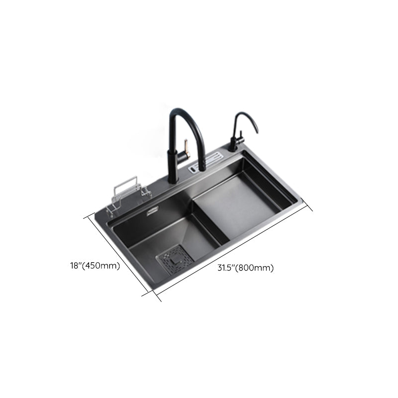 Stainless Steel Rectangle Sink 2 Holes Drop-In Kitchen Sink with Drain Assembly