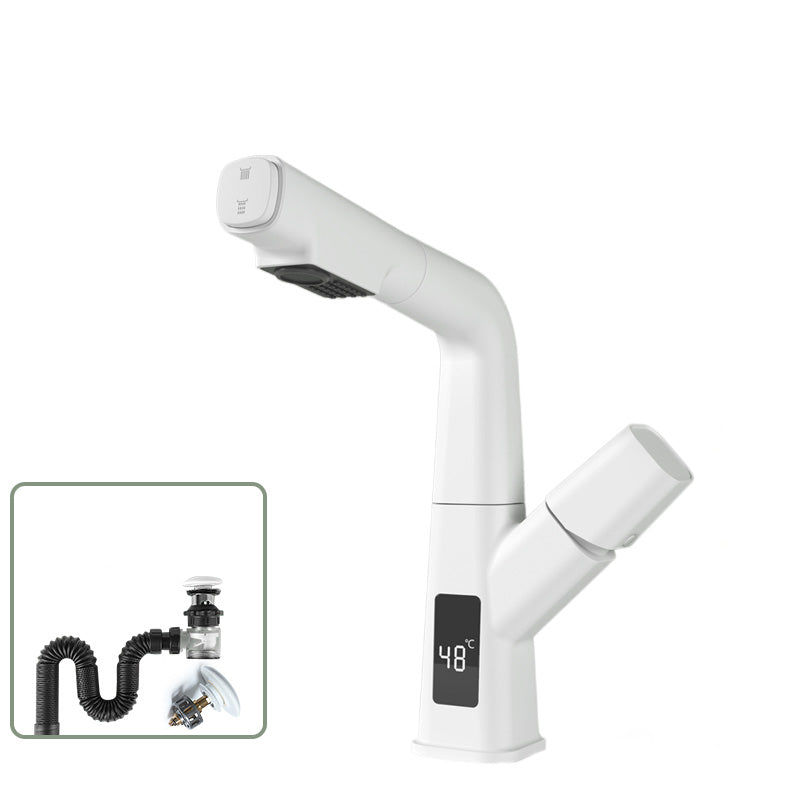 Washroom Sink Faucet Rotary Handle Pull-out Single Hole Sink Faucet