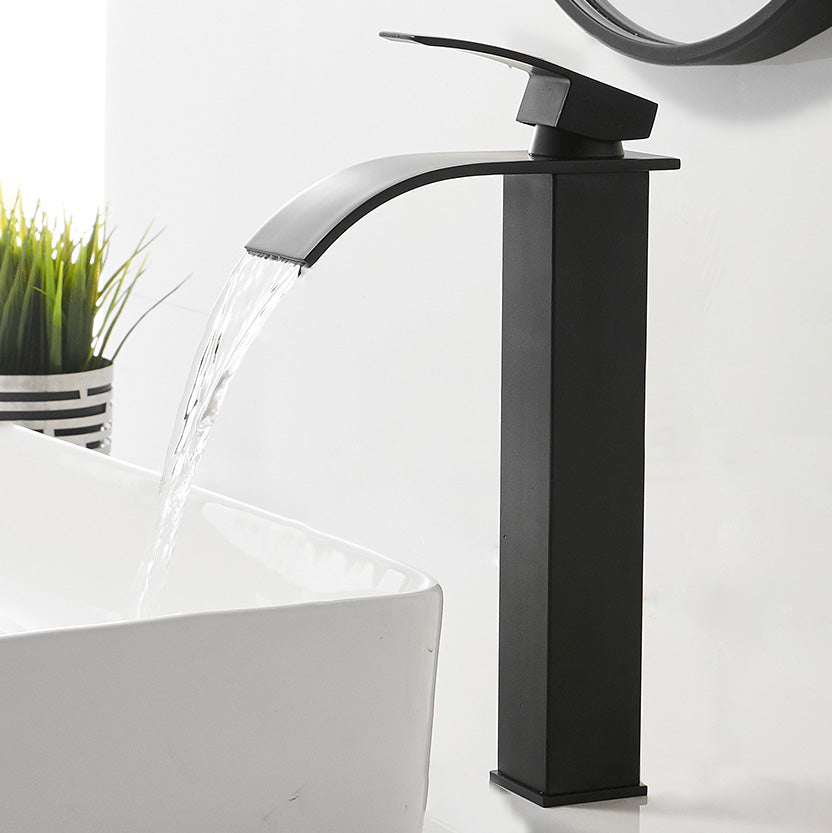 Modern Bathroom Sink Faucet Waterfall Spout Lever Handle Brass Sink Faucet
