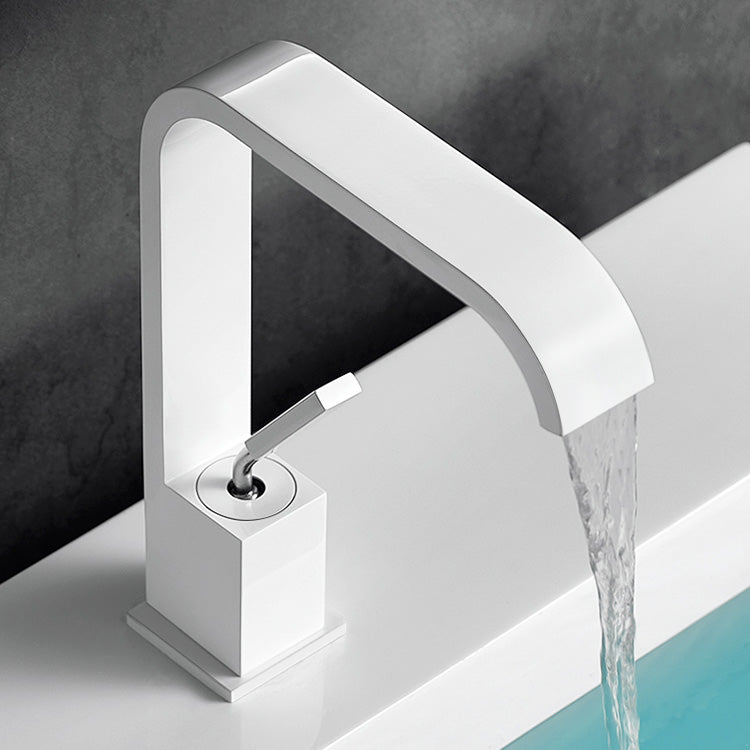 Unique Sink Faucet Bathroom Brass Solid Color Waterfall Spout Faucet