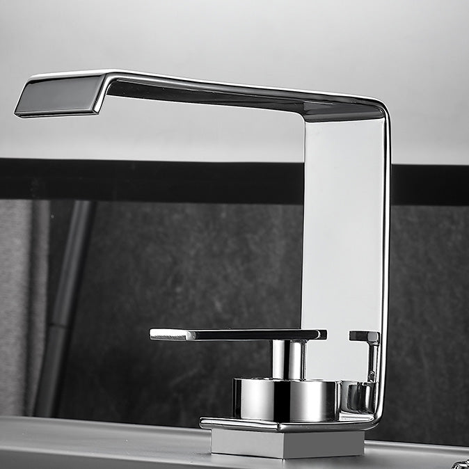 Unique Sink Faucet Bathroom Brass Solid Color Waterfall Spout Faucet