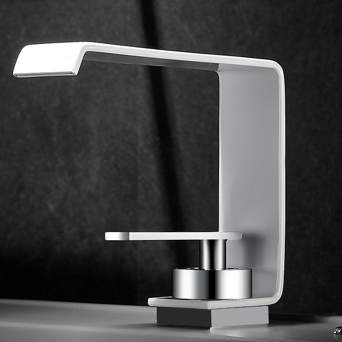 Unique Sink Faucet Bathroom Brass Solid Color Waterfall Spout Faucet