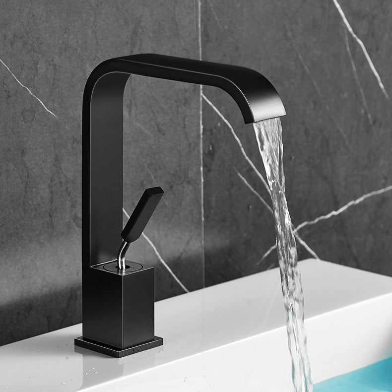 Unique Sink Faucet Bathroom Brass Solid Color Waterfall Spout Faucet