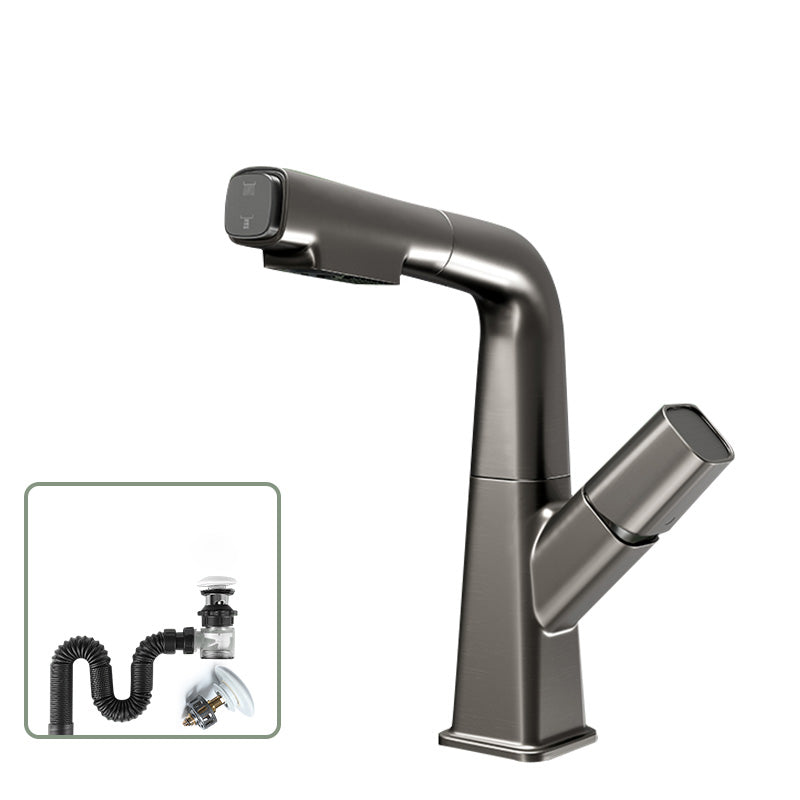 Modern Faucet Rotary Handle Pull-out Lifting Single Hole Faucet