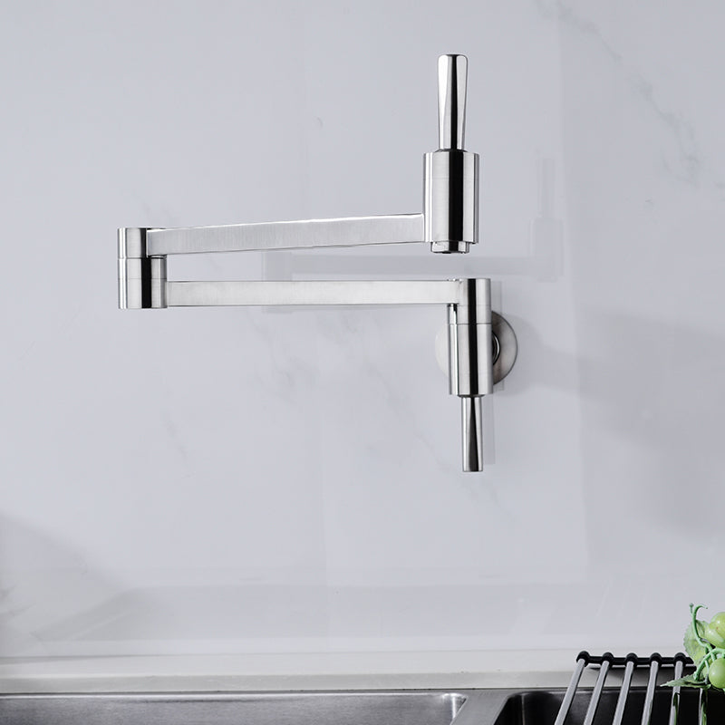 Modern Bridge-Style Kitchen Faucet 1-Hole Wall Mounted Pot Filler Faucet