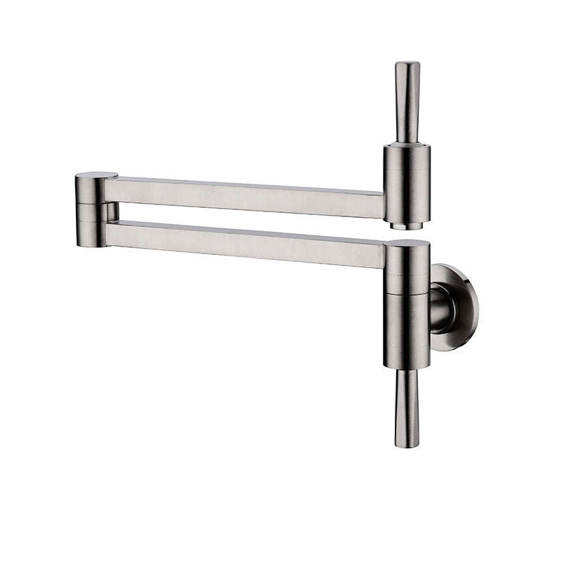 Modern Bridge-Style Kitchen Faucet 1-Hole Wall Mounted Pot Filler Faucet