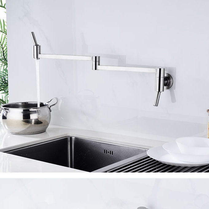 Modern Bridge-Style Kitchen Faucet 1-Hole Wall Mounted Pot Filler Faucet