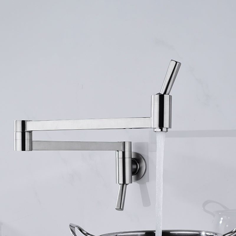 Modern Bridge-Style Kitchen Faucet 1-Hole Wall Mounted Pot Filler Faucet