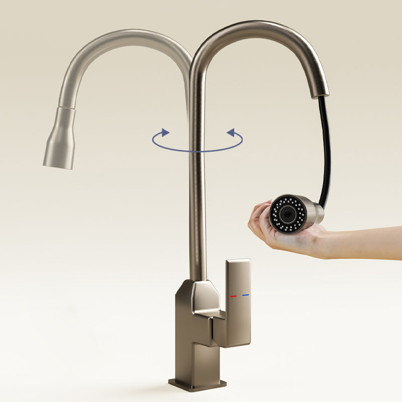 Modern Pull Down Pot Filler  One Handle High Profile Filler with Sprayer