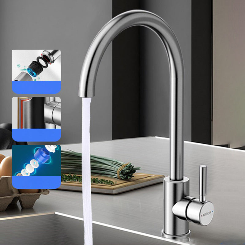 High Arch Kitchen Faucet Stainless Steel 1 Hole Kitchen Faucet with No Sensor