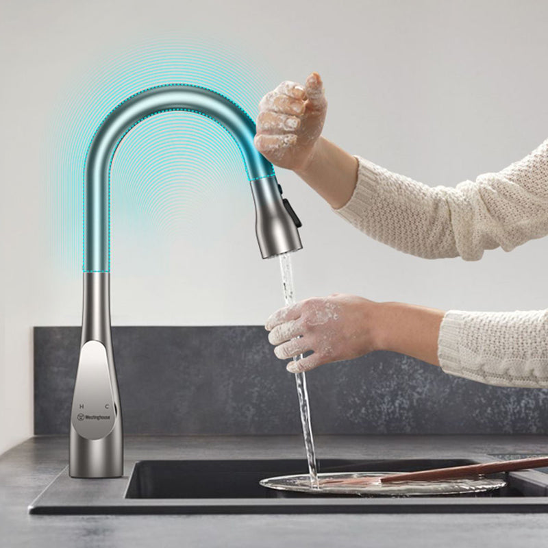 Modern Touch Sensor Kitchen Sink Faucet Swivel Spout with Pull Down Sprayer