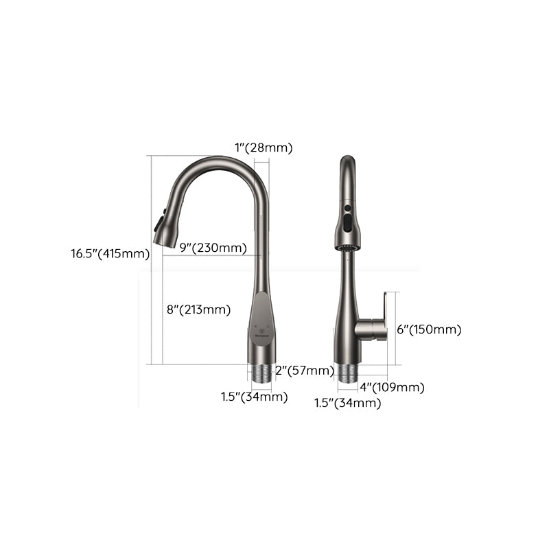 Modern Touch Sensor Kitchen Sink Faucet Swivel Spout with Pull Down Sprayer