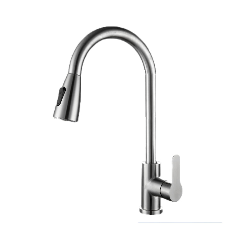 Kitchen Bar Faucet 304 Stainless Steel Swivel Spout with Pull Out Sprayer