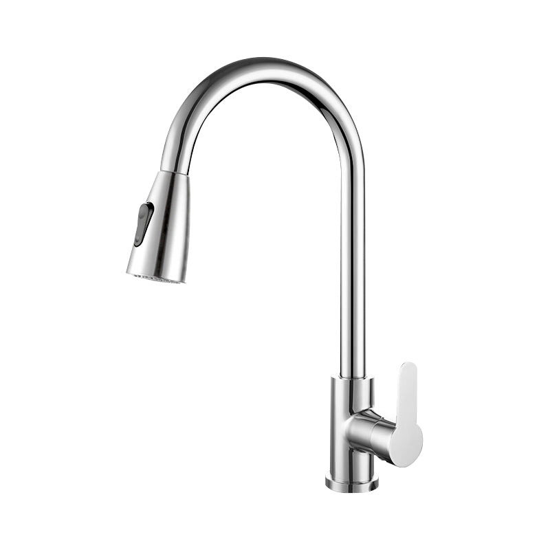 Kitchen Bar Faucet 304 Stainless Steel Swivel Spout with Pull Out Sprayer