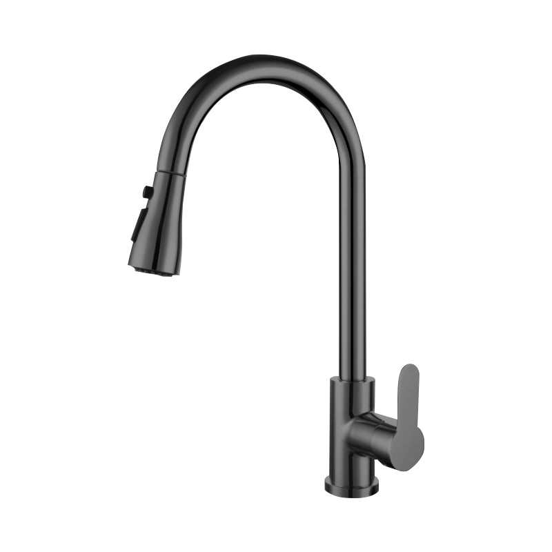 Kitchen Bar Faucet 304 Stainless Steel Swivel Spout with Pull Out Sprayer