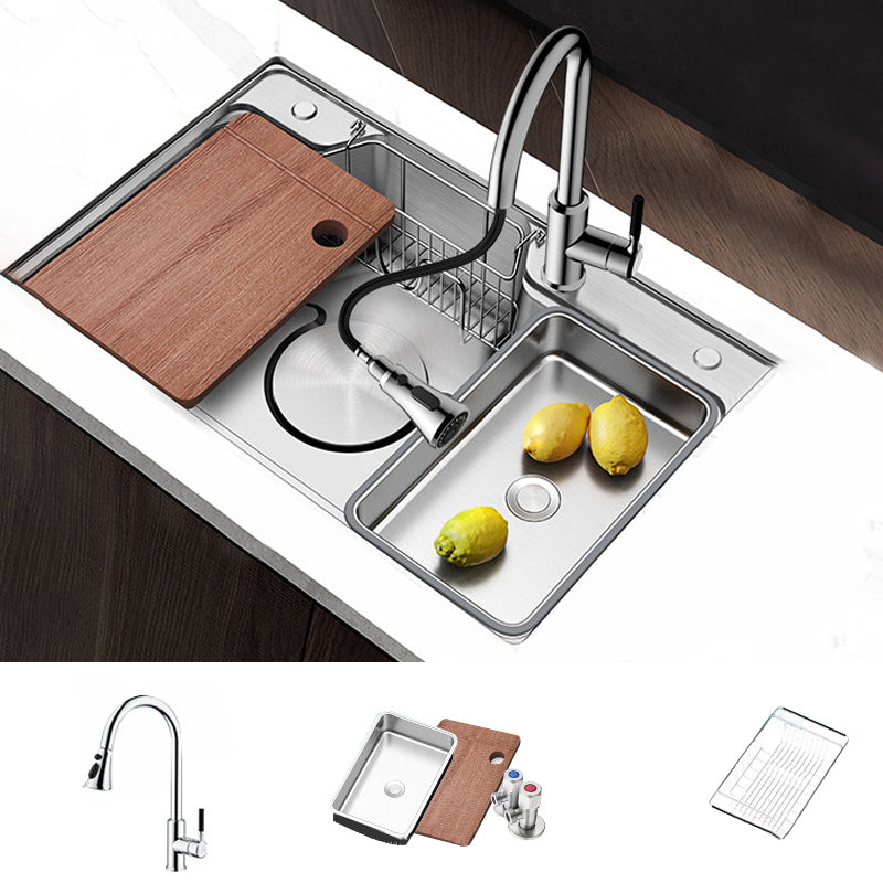 Contemporary Style Kitchen Sink Rectangle Shape Kitchen Sink with Single Bowl