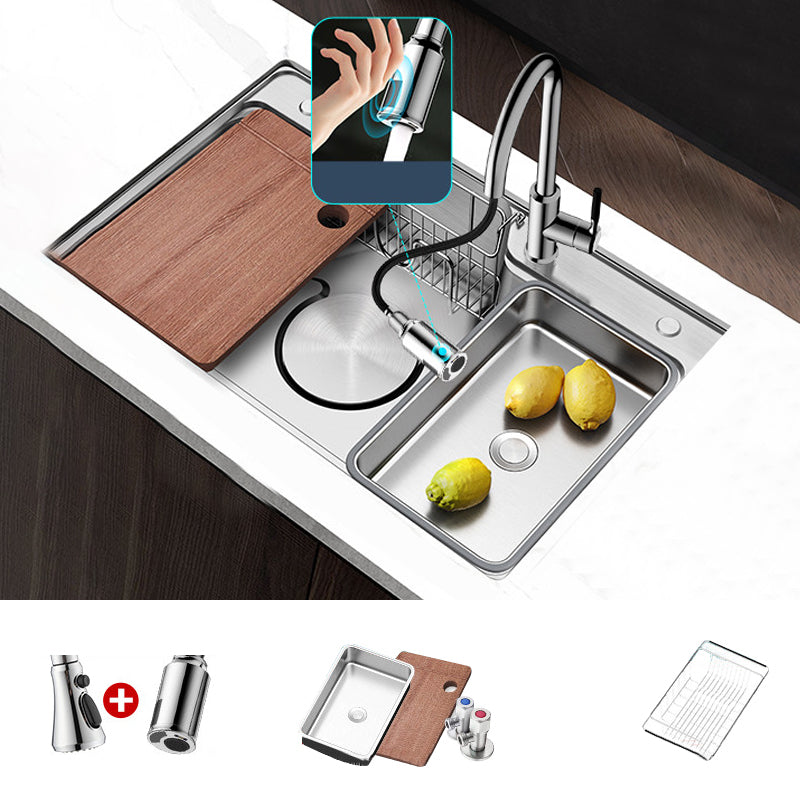 Contemporary Style Kitchen Sink Rectangle Shape Kitchen Sink with Single Bowl