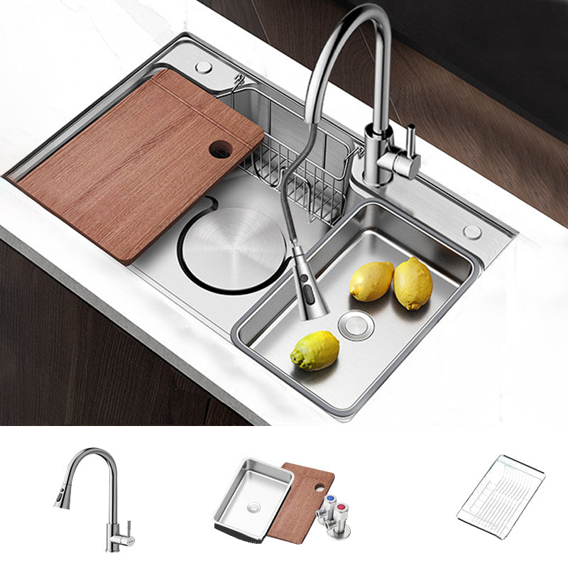 Contemporary Style Kitchen Sink Rectangle Shape Kitchen Sink with Single Bowl