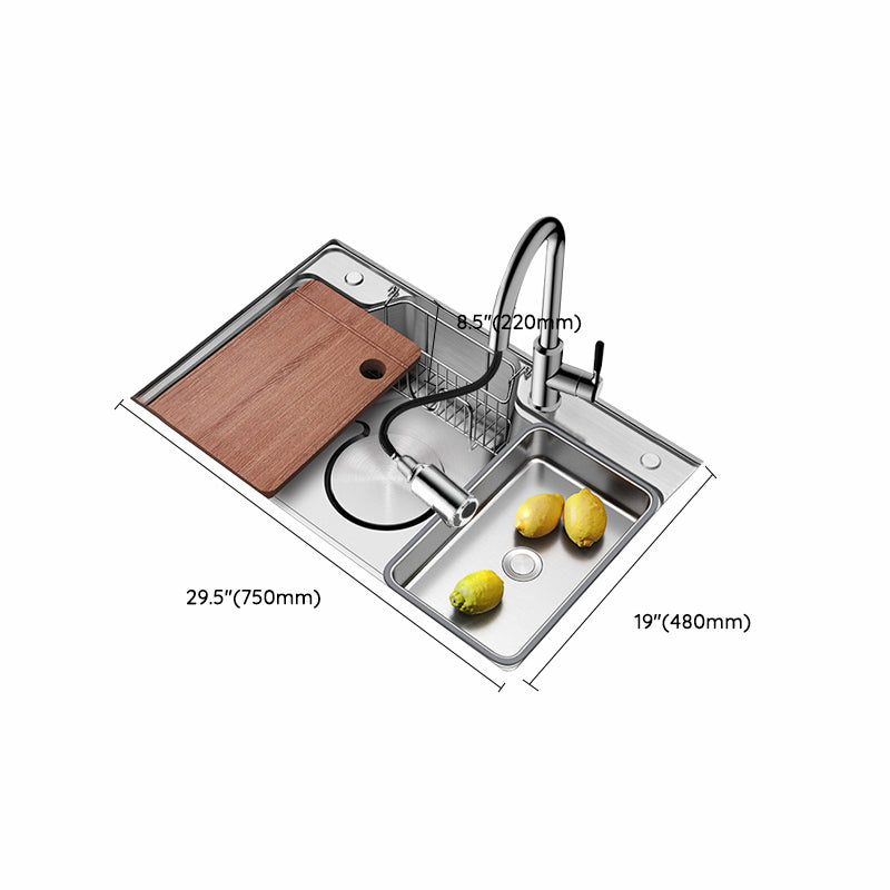 Contemporary Style Kitchen Sink Rectangle Shape Kitchen Sink with Single Bowl