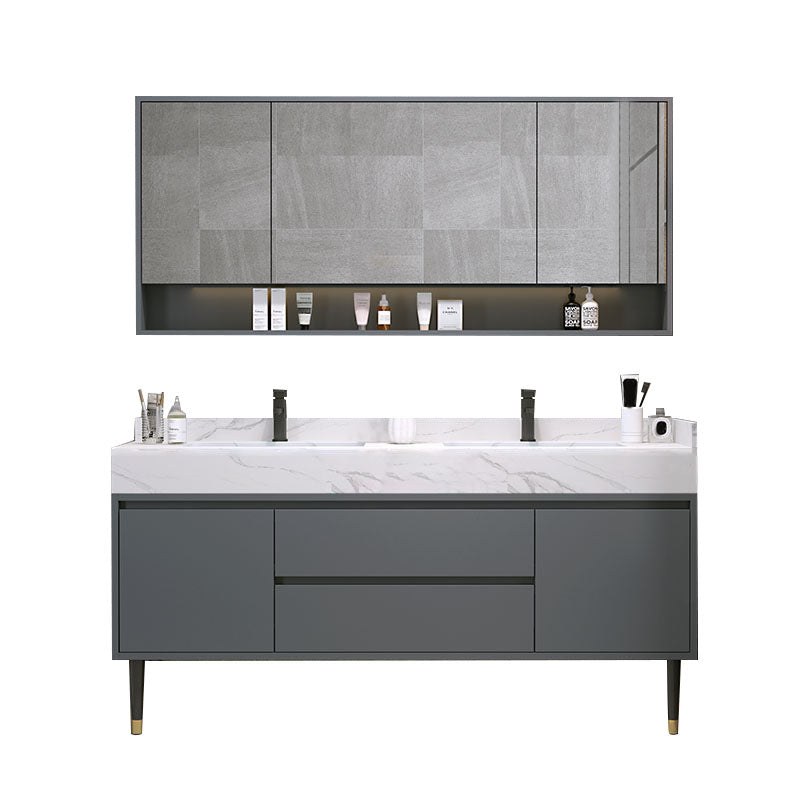 Mirror Bathroom Vanity Drawers Rectangle Freestanding 2 Doors Bathroom Vanity Set