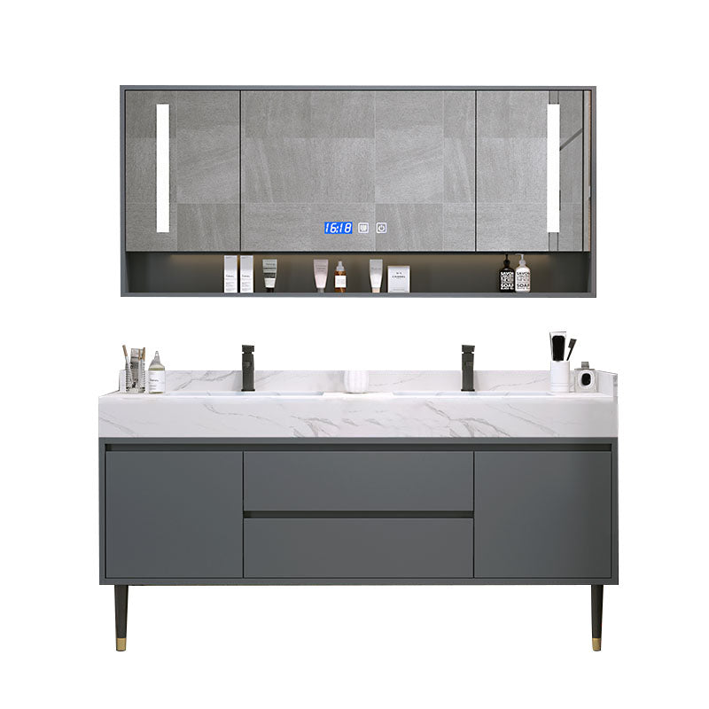 Mirror Bathroom Vanity Drawers Rectangle Freestanding 2 Doors Bathroom Vanity Set