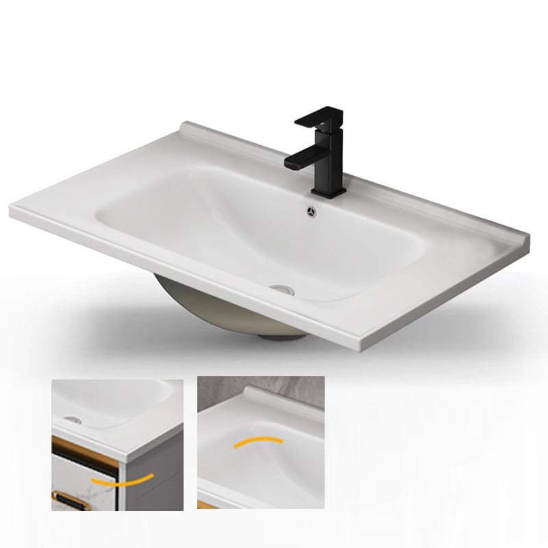 Single Sink Bathroom Vanity Rectangle Grey Wall Mount Bath Vanity Set with Mirror