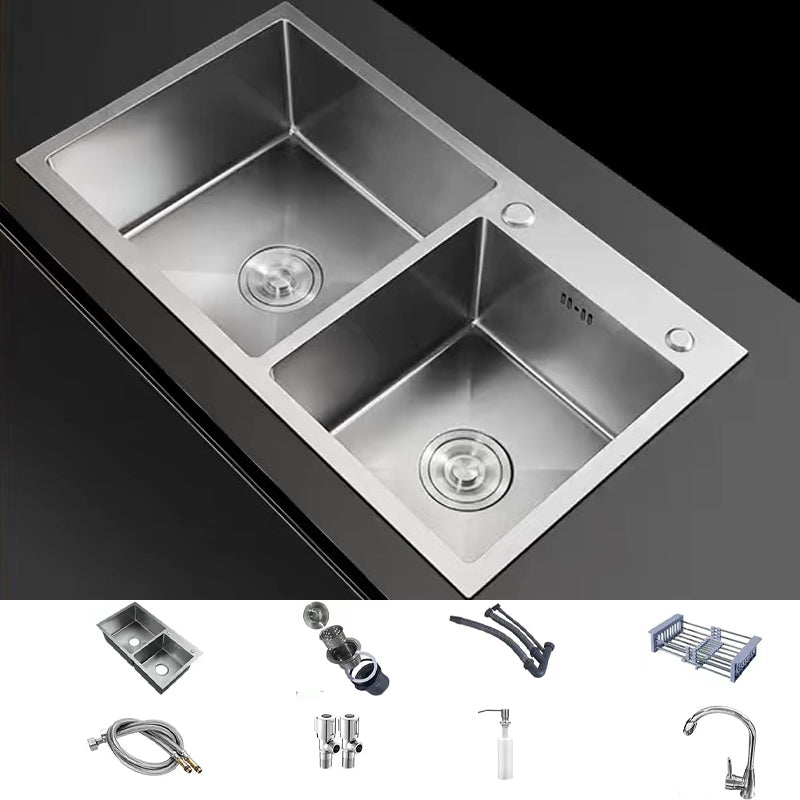 Modern Style Kitchen Sink Drop-In Stainless Steel Kitchen Double Sink