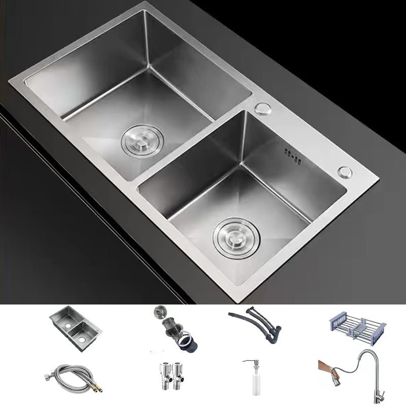 Modern Style Kitchen Sink Drop-In Stainless Steel Kitchen Double Sink