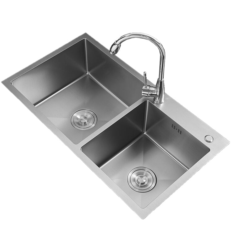 Modern Style Kitchen Sink Drop-In Stainless Steel Kitchen Double Sink