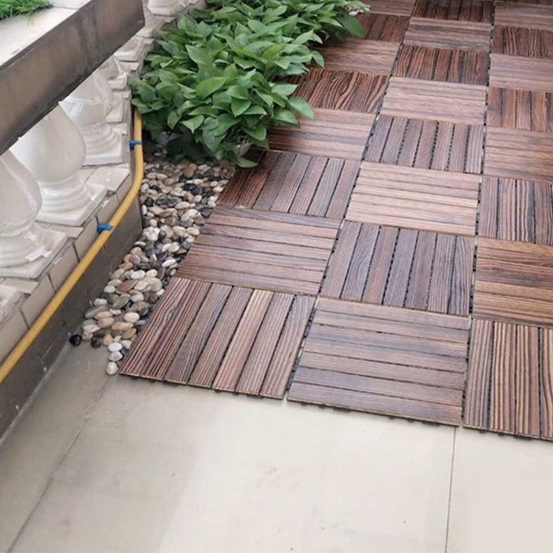 Farmhouse Square Tile Flooring Brown Pine Wood for Patio Garden