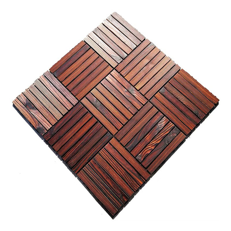 Farmhouse Square Tile Flooring Brown Pine Wood for Patio Garden