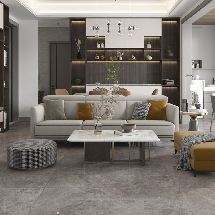 Rectangle Matte Tile Gray Marble Floor and Wall for Drawing Room