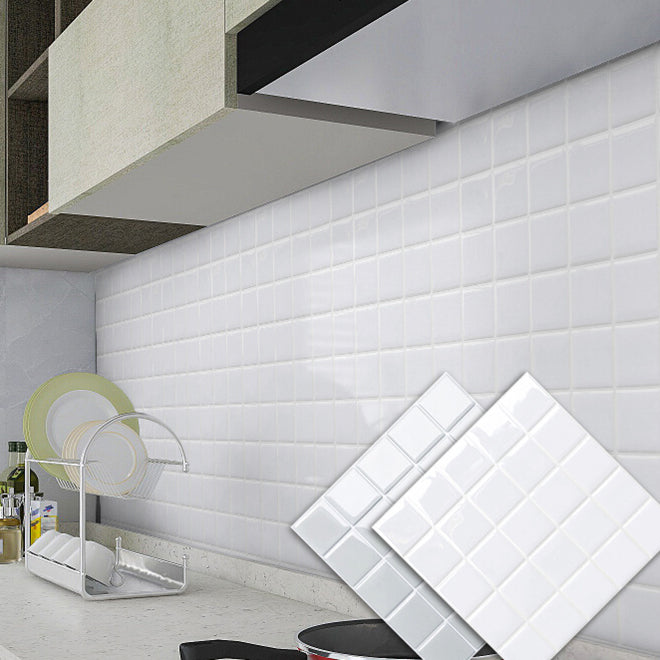 Mosaic Tile Wallpaper Plastic Grid Peel and Stick Backsplash Wall Tile