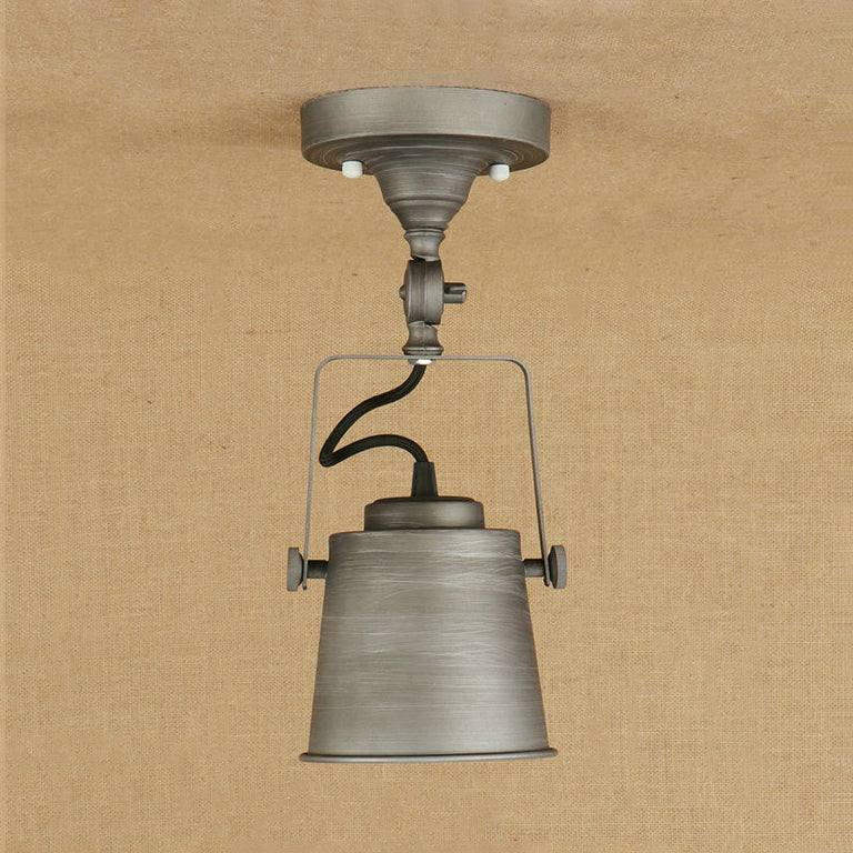 Emmer schaduw woonkamer plafondlamp antieke stijl metalen 1 lamp zwart/roest roteerbaar semi spoel hanglampje