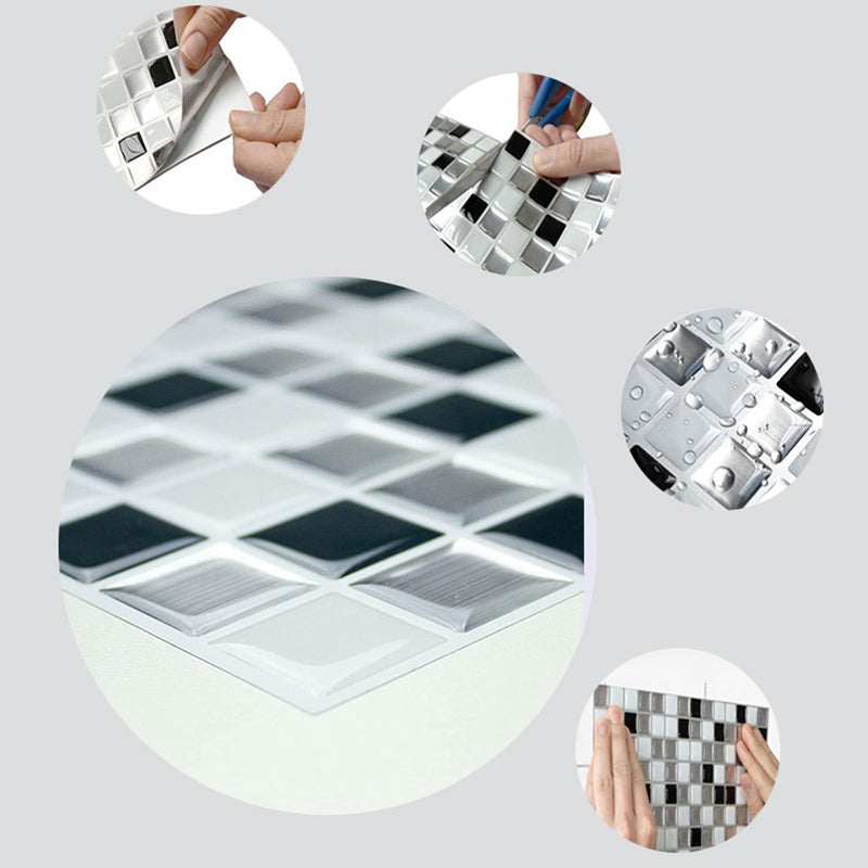 Square Peel & Stick Mosaic Tile Plastic Grid Peel & Stick Mosaic Tile