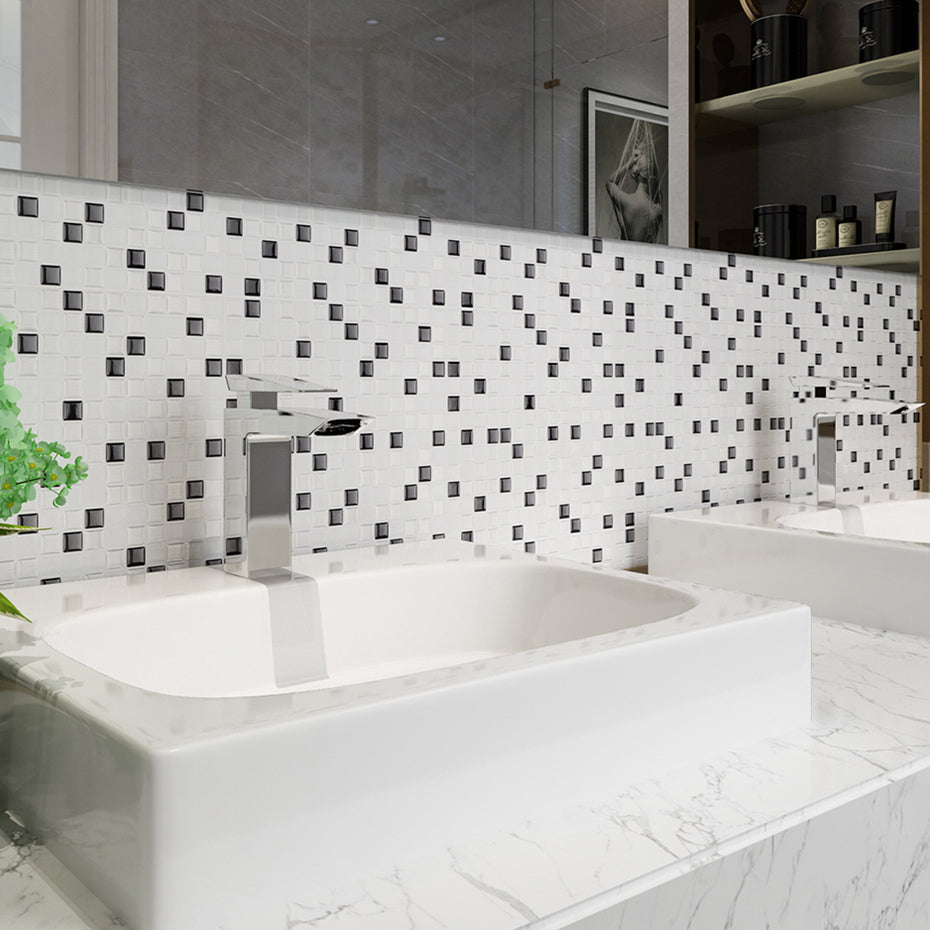 Square Peel & Stick Mosaic Tile Plastic Grid Peel & Stick Mosaic Tile