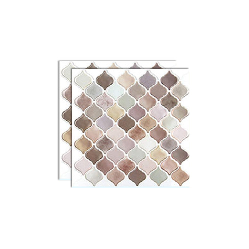 Square Peel & Stick Mosaic Tile Plastic Arabesque Peel and Stick Wall Tile