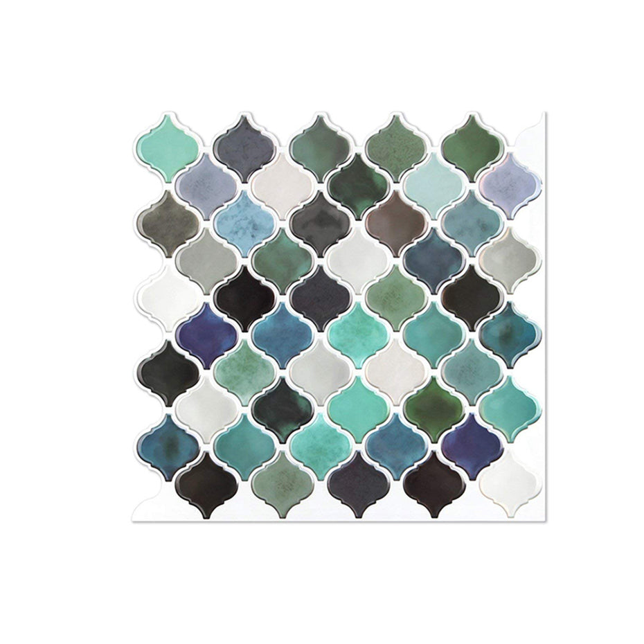 Square Peel & Stick Mosaic Tile Plastic Arabesque Peel and Stick Wall Tile