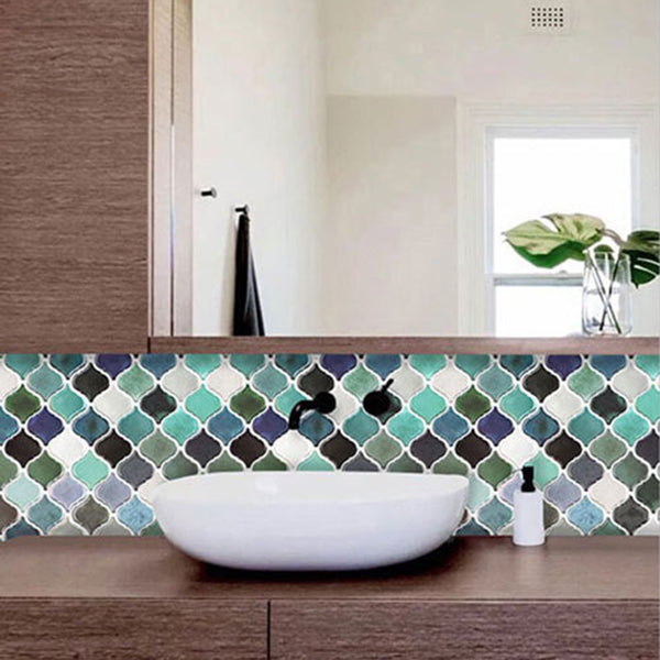 Square Peel & Stick Mosaic Tile Plastic Arabesque Peel and Stick Wall Tile