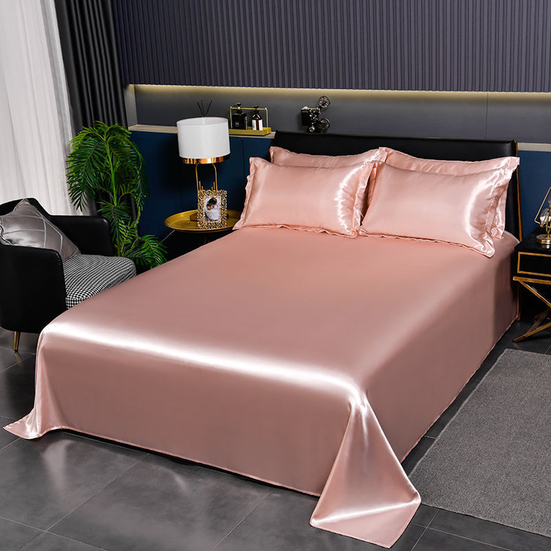 Silk Bed Sheet Set Ultra Soft Elegant Fitted Sheet for Bedroom