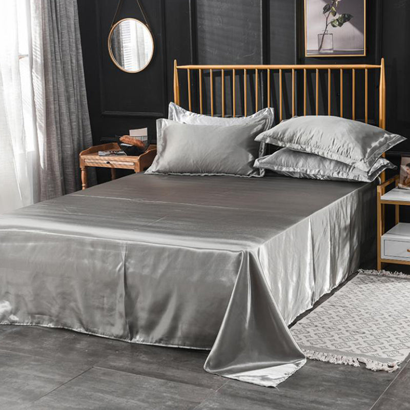 Silk Bed Sheet Set Ultra Soft Elegant Fitted Sheet for Bedroom