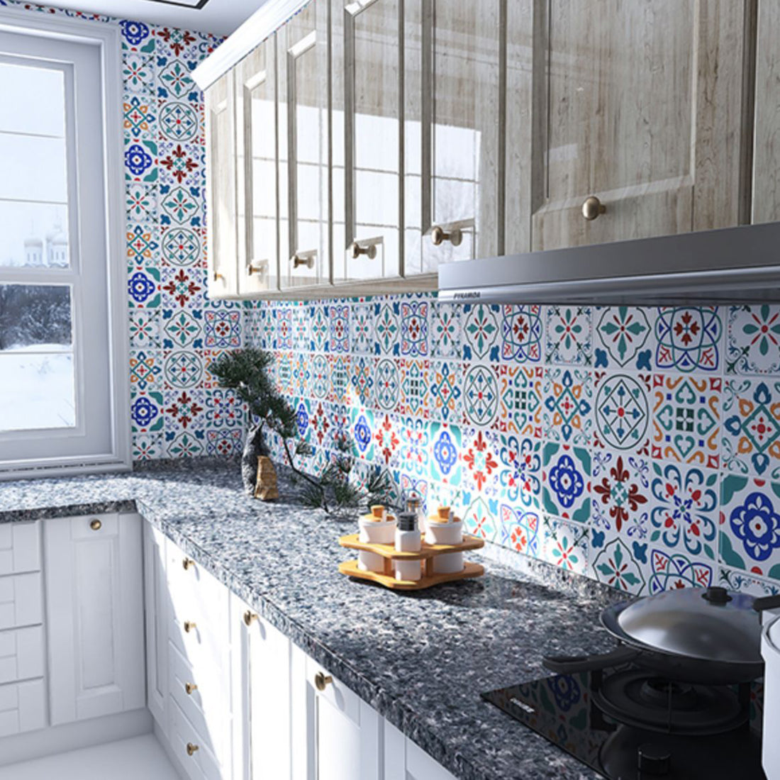 Plastic Peel & Stick Mosaic Tile Square Waterproof Peel and Stick Backsplash