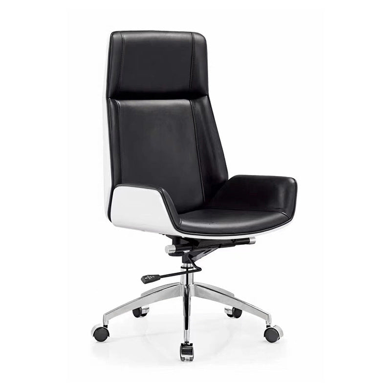 Modern Armless Office Chair Leather Adjustable Seat Height Desk Chair