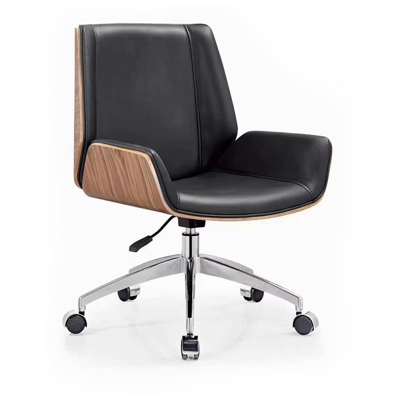 Modern Armless Office Chair Leather Adjustable Seat Height Desk Chair