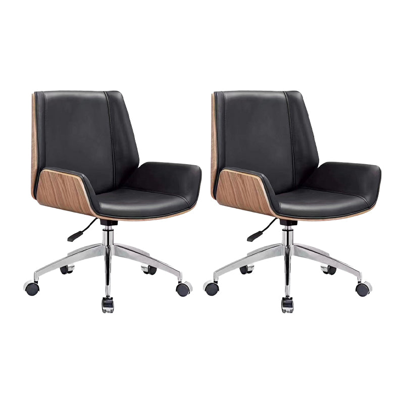 Modern Armless Office Chair Leather Adjustable Seat Height Desk Chair