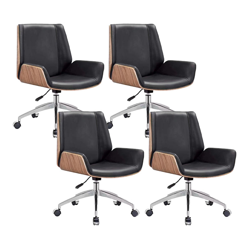 Modern Armless Office Chair Leather Adjustable Seat Height Desk Chair