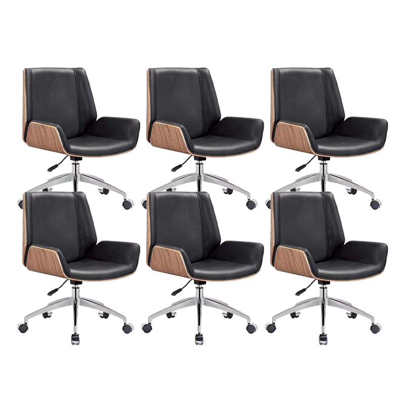 Modern Armless Office Chair Leather Adjustable Seat Height Desk Chair